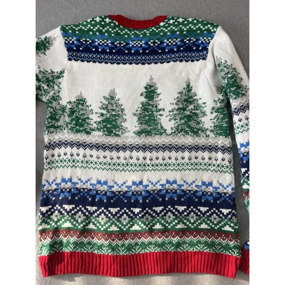 NEW Blizzard Reindeer Beer Drink Holder Holiday Ugly Christmas party Sweater Med
